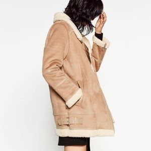 Zara Oversized Suede Biker Jacket SizeM Worn once